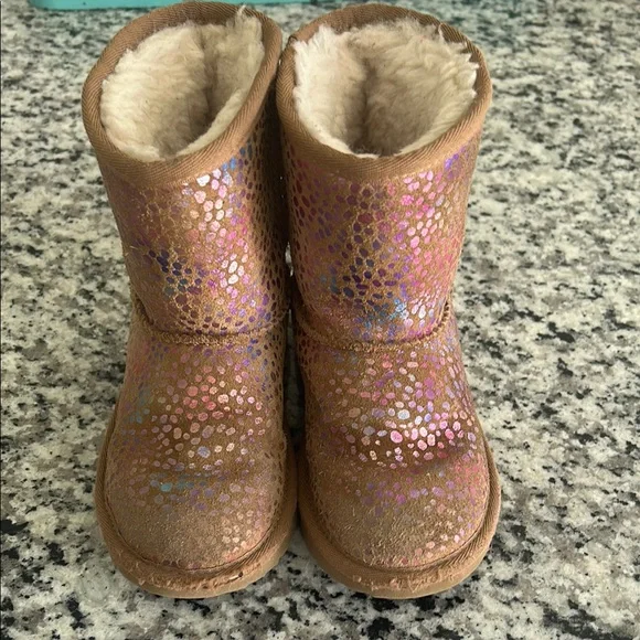 UGG Shoes Ugg Sparkly Brown Boots With Pink And Gold Accents